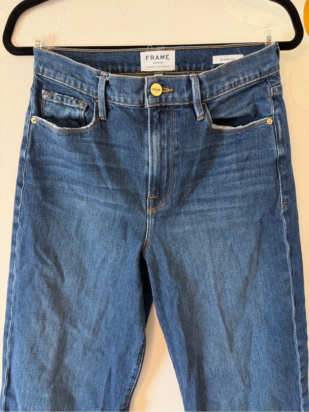 Frame Denim Ali Wide Leg Crop Mellencamp Medium Wash Jeans - Picture 5 of 15